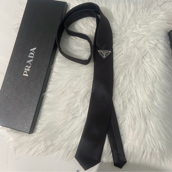 Prada Inverted Triangle Satin Tie Shirt Tie - Picture 3 of 4
